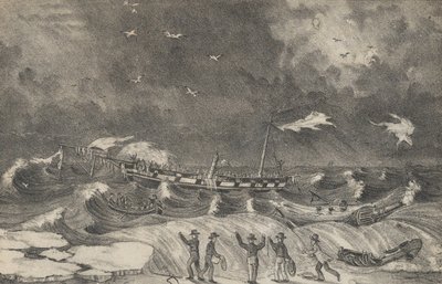 Straszny wrak Meksyku na plaży Hempstead, 2 stycznia 1837, 1848-56. autorstwa Nathaniel Currier