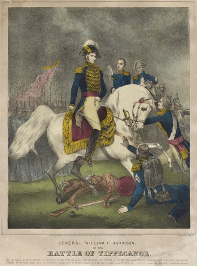 Generał William H. Harrison w bitwie pod Tippecanoe autorstwa Nathaniel Currier