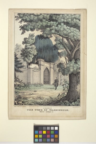 Lafayette At The Tomb Of Washington (litografia ręcznie kolorowana) autorstwa Nathaniel Currier