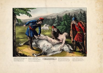 Mazeppa, 1846 (tablica czwarta z czterech, patrz także 331978, 331979 i 331980) autorstwa Nathaniel Currier