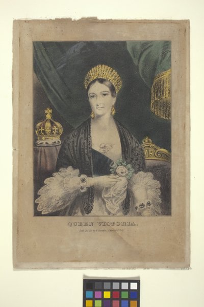 Królowa Wiktoria (litografia ręcznie kolorowana) autorstwa Nathaniel Currier