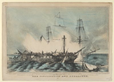 Konstytucja i walka Guerriere 19 sierpnia 1812 r. W Guerriere zabito 15 mężczyzn..., 1848 r. autorstwa Nathaniel Currier