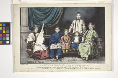 The Living Chinese Family (litografia ręcznie kolorowana) autorstwa Nathaniel Currier
