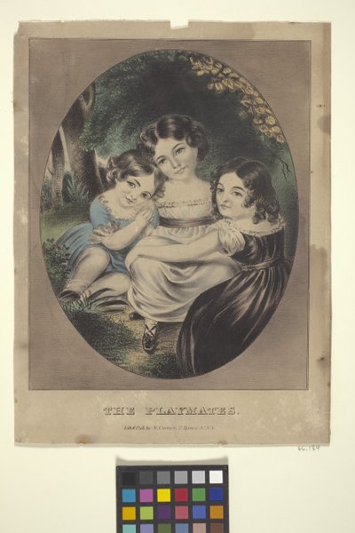The Playmates (litografia ręcznie kolorowana) autorstwa Nathaniel Currier