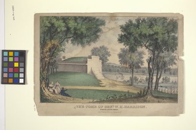 Grób Genl. WH Harrison (litografia ręcznie kolorowana) autorstwa Nathaniel Currier