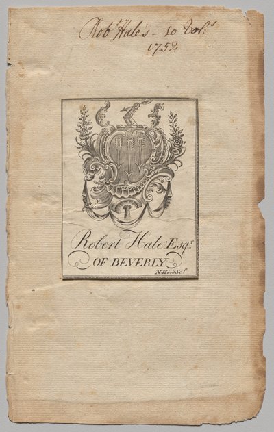 Ekslibris: Herb z Robertem Hale, Esq. wpisany autorstwa Nathaniel Hurd