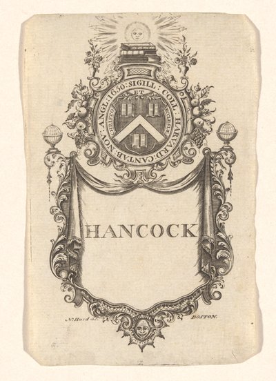 Ekslibris Harvard College (Hancock) autorstwa Nathaniel Hurd