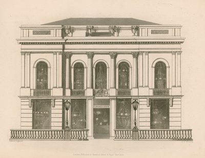 Front sklepu Hancock and Dixon, Pall Mall East, Londyn autorstwa Nathaniel Whittock