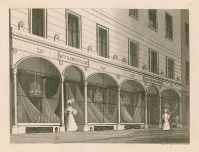 Witryna sklepu panów Everington, magazyn szalowy w Indiach, 10 Ludgate Street, Londyn autorstwa Nathaniel Whittock
