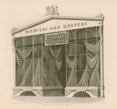 Witryna sklepu dla panów Turner i Clark, Mercers and Drapers, Coventry Street, Londyn autorstwa Nathaniel Whittock