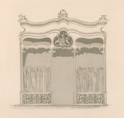 Front sklepu w stylu francuskiego Ludwika XIV dla panów Sangster, Umbrella and Stick Merchants, Regent Street, Londyn autorstwa Nathaniel Whittock