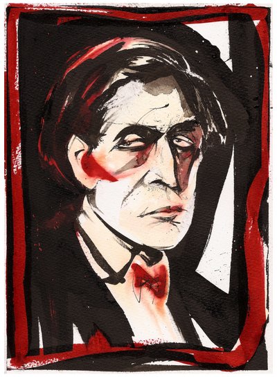 Alban Berg, 2025 (tusz na papierze akwarelowym) autorstwa Neale Osborne