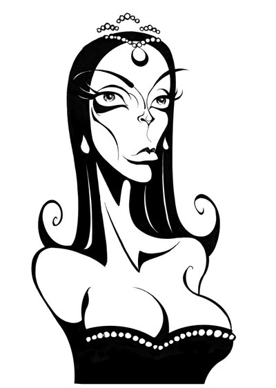 Barbara Steele, 2025 (tusz/cyfra) autorstwa Neale Osborne