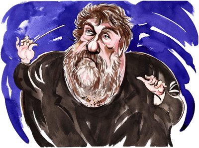 Oliver Knussen - kolorowa karykatura autorstwa Neale Osborne