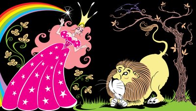 „Cudowny czarnoksiężnik z krainy Oz”: Glinda, dobra czarownica i tchórzliwy lew autorstwa Neale Osborne
