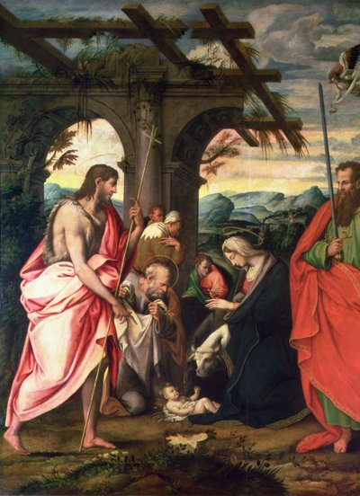 Narodziny Chrystusa ze św. Pawłem i św. Janem Chrzcicielem (panel) autorstwa Neapolitan School
