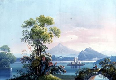 Neapol: Widok Wezuwiusza (gwasz) autorstwa Neapolitan School