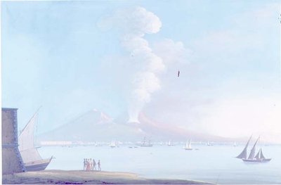Erupcja Wezuwiusza (gwasz) autorstwa Neapolitan School