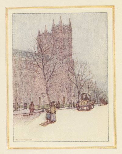 Opactwo Westminsterskie (kolorowa litografia) autorstwa Nelson Dawson
