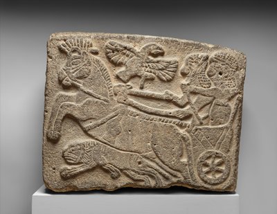 Płaskorzeźba ortostatu: scena polowania na lwy, ok. IX w. p.n.e. (malowany bazalt) autorstwa Neo Hittite Neo Hittite