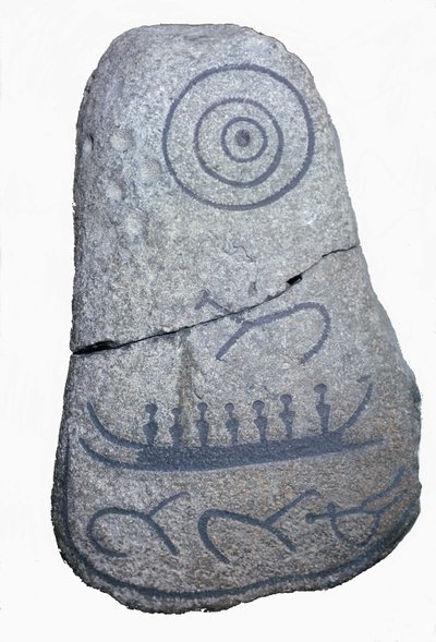 Statek czerpie z Kamienia Runicznego, fresku z okresu neolitu. Muzeum Narodowe w Kopenhadze. Dania. autorstwa Neolithic Neolithic