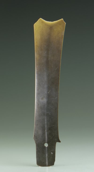 Dłuto rozwidlone (zhang), kultura Qijia, ok. 2500-2000 pne (nefryt) autorstwa Neolithic Period Chinese School