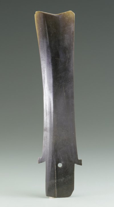 Nóż do zbioru (hu), kultura Qijia, c.2500-2000 pne (nefryt) autorstwa Neolithic Period Chinese School