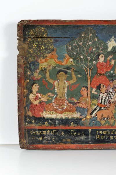 Detal z okładki rękopisu buddyjskiego (nieprzezroczyste wc na drewnie) autorstwa Nepalese School