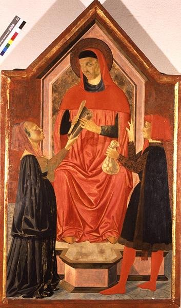 Ivo przechodzi wyrok (tempera na panelu) autorstwa Neri di Bicci