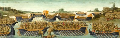 Bitwa pod Akcjum, ok. 1475-1480 (tempera i złoty płatek na panelu) autorstwa Neroccio di Landi