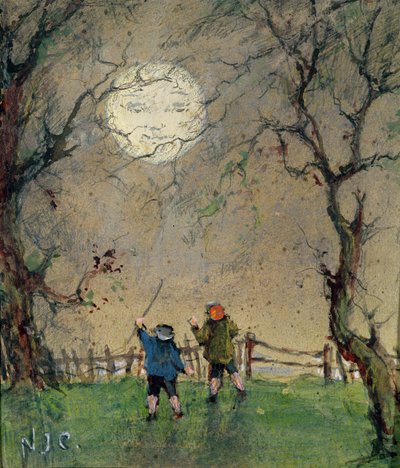 Człowiek na Księżycu (akwarela na papierze) autorstwa Nesta Jennings Campbell