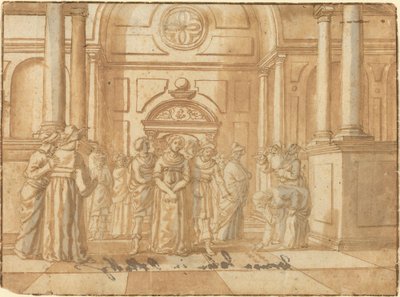 Chrystus i niewiasta przyłapana na cudzołóstwie autorstwa Netherlandish 16th Century