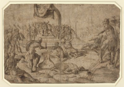 Scena poświęcenia (Gaius Mucius Scaevola?) autorstwa Netherlandish 16th Century