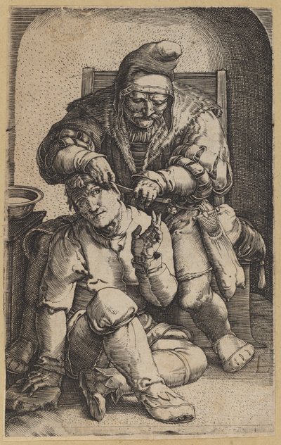 Chirurg [rewers] autorstwa Netherlandish 16th Century, after Lucas van Leyden