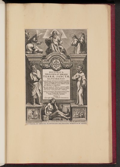 Strona tytułowa Franciscus Aguilonius, Historyczna teologiczna i moralna eksterminacja Ziemi Świętej autorstwa Netherlandish 17th Century after Sir Peter Paul Rubens