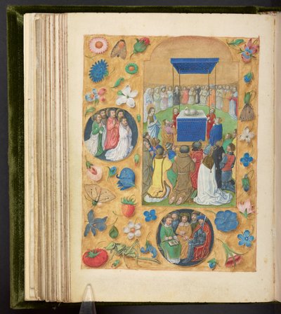 Dodać. 17280, f.77v, Adoracja Baranka Mistycznego, z Godzin Filipa Pięknego, c.1495 (welum) autorstwa Netherlandish School