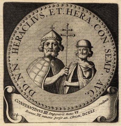 Cesarze bizantyjscy Herakliusz i Konstantyn III. autorstwa Netherlandish School