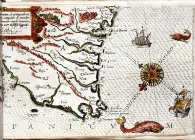 Cape Finisterre po portugalsku Luca J. Waghenaer tresoor de zeevaert, Leiden 1592 autorstwa Netherlandish School