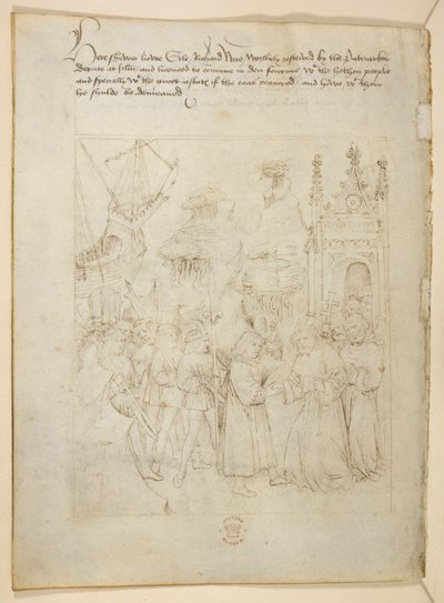 Bawełna Juliusz E. IV, art. 6, „Korowód Beauchamp”, c.1483 (atrament na welinie) autorstwa Netherlandish School