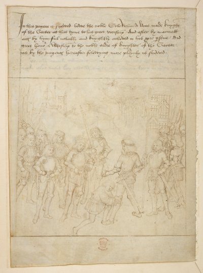 Bawełna Juliusz E. IV, art. 6, „Korowód Beauchamp”, c.1483 (atrament na welinie) autorstwa Netherlandish School