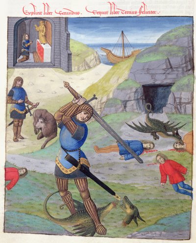 Ms 324 f.35 przeciwko Kadmusowi, z Metamorfoz 10 Owidiusza, 1497 autorstwa Netherlandish School