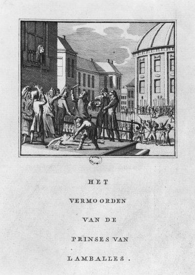 Okaleczenie Marie Therese Louise de Savoie-Carignan, księżnej Lamballe w dniu 3 września 1792 autorstwa Netherlandish School