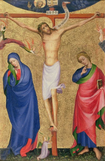 Ukrzyżowanie, ze składanego ołtarza, ok. 1400 (tempera i złoty liść na panelu) autorstwa Netherlandish School