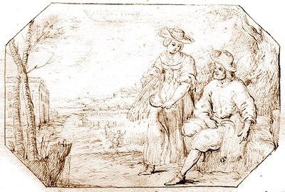 The Four Seasons: Summer - Reaping, c.1675 (długopis i sepia na papierze) autorstwa Netherlandish School