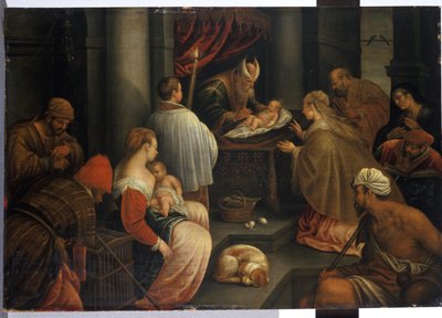 Ofiarowanie Chrystusa w Świątyni (tempera na dębie) autorstwa Netherlandish School