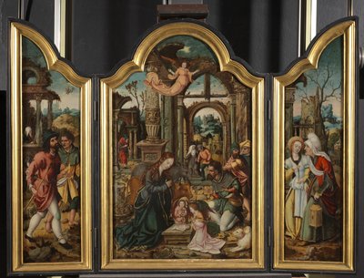 Tryptyk - Adoracja pasterzy, 1535 autorstwa Netherlandish School