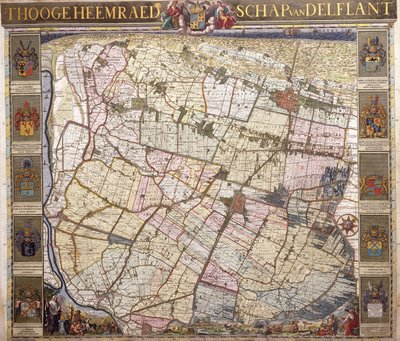 Mapa ścienna Delftland, 1712 autorstwa Netherlandish School