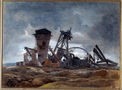„Studnia kopalni” 1915 (akwarela) autorstwa Neville Stephen Lytton