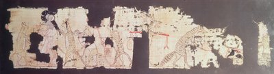 Papirus satyryczny przedstawiający mysz obsługiwaną przez koty (papirus) autorstwa New Kingdom Egyptian