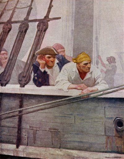 Ilustracja do filmu Porwana autorstwa Roberta Louisa Stevensona (kolor lito) autorstwa Newell Convers (after) Wyeth